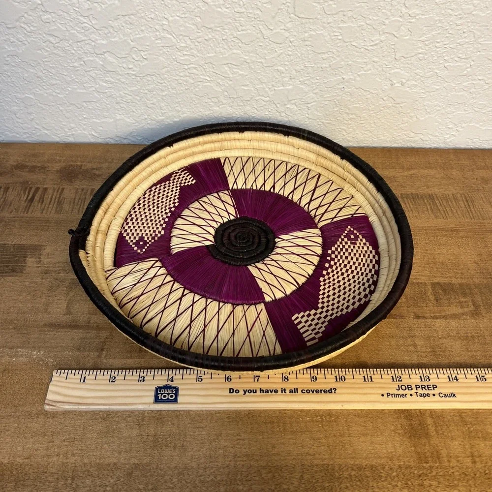 Vintage Handwoven Boho Wall Basket Tray African Fish Spiral‎ Design